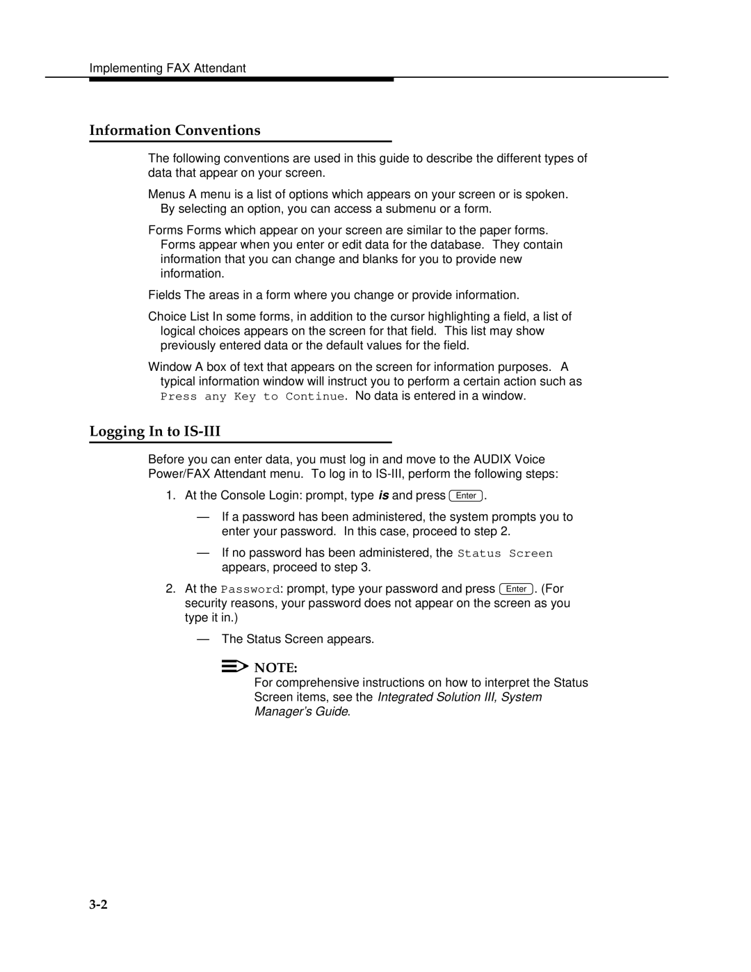 AT&T 2.1.1 manual Information Conventions, Logging In to IS-III 