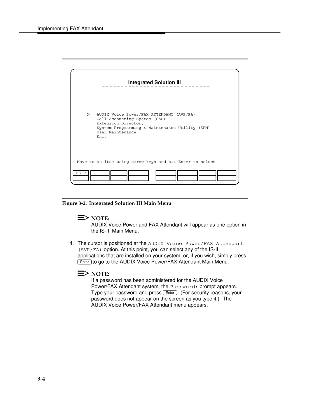 AT&T 2.1.1 manual Integrated Solution III Main Menu 