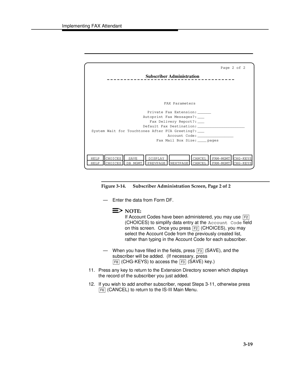 AT&T 2.1.1 manual Subscriber Administration Screen, Page 2 