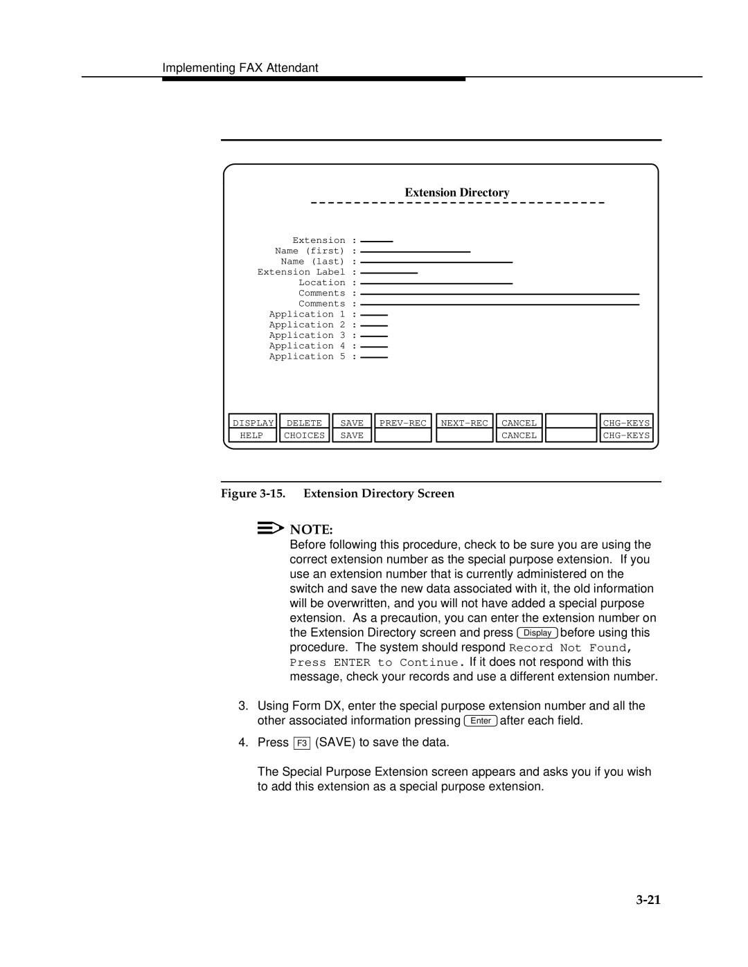 AT&T 2.1.1 manual Extension Directory Screen 