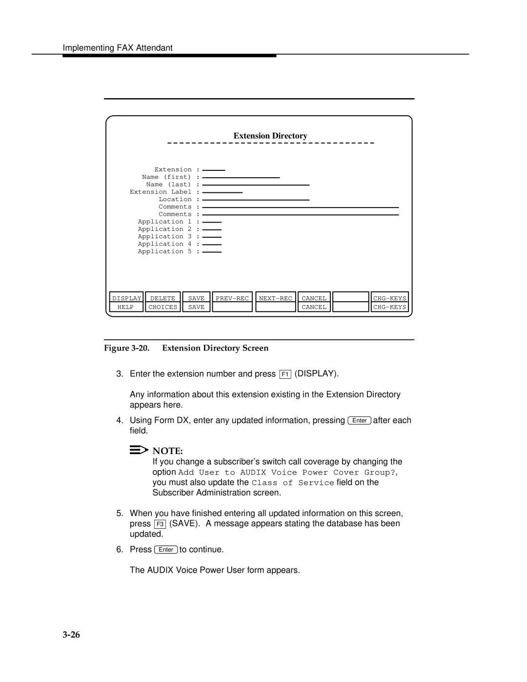 AT&T 2.1.1 manual Extension Directory Screen 