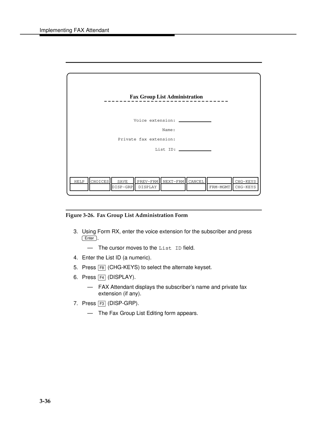 AT&T 2.1.1 manual Fax Group List Administration Form 