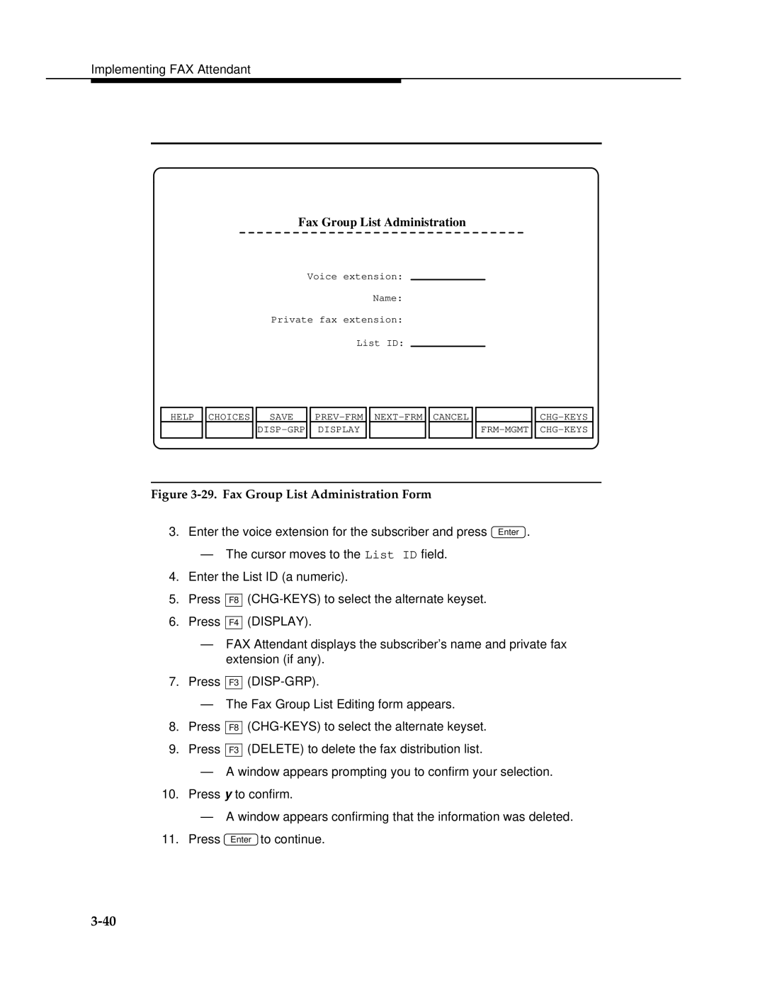 AT&T 2.1.1 manual Fax Group List Administration Form 