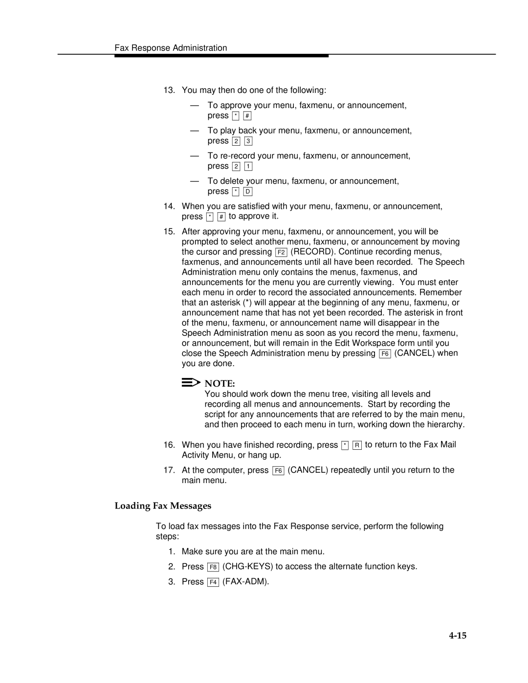 AT&T 2.1.1 manual Loading Fax Messages, Fax-Adm 