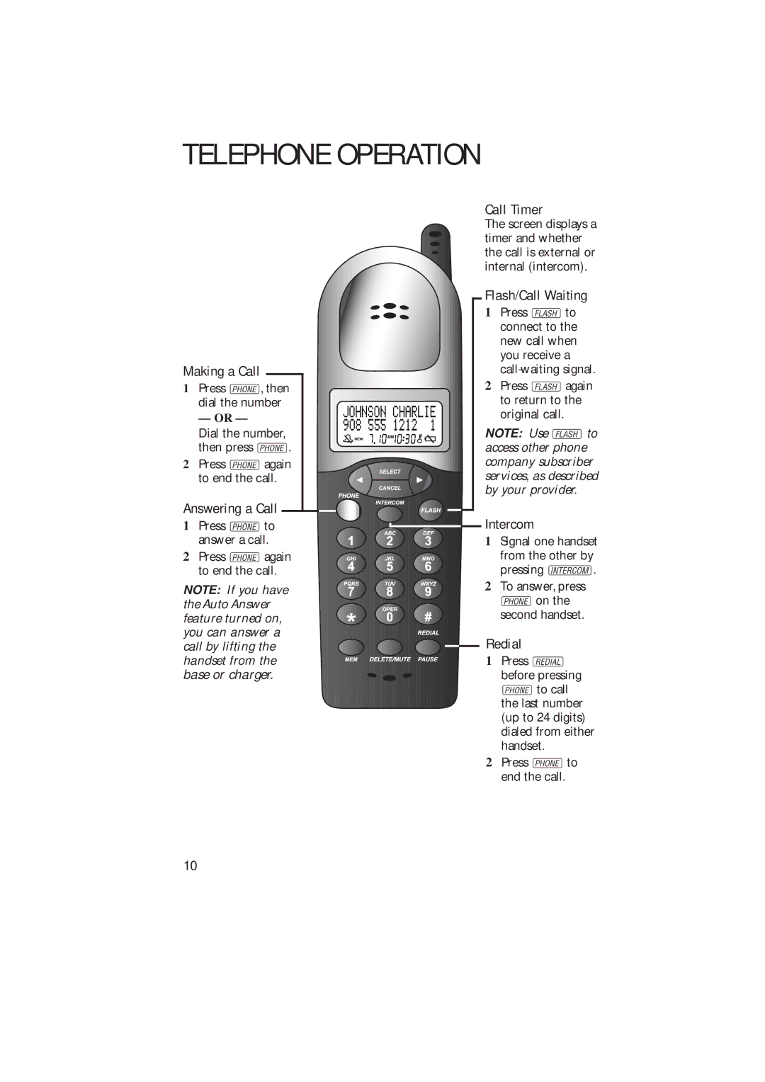 AT&T 2230 user manual Telephone Operation 