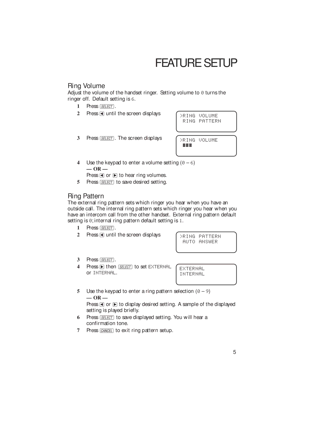 AT&T 2230 user manual Ring Volume, Ring Pattern 