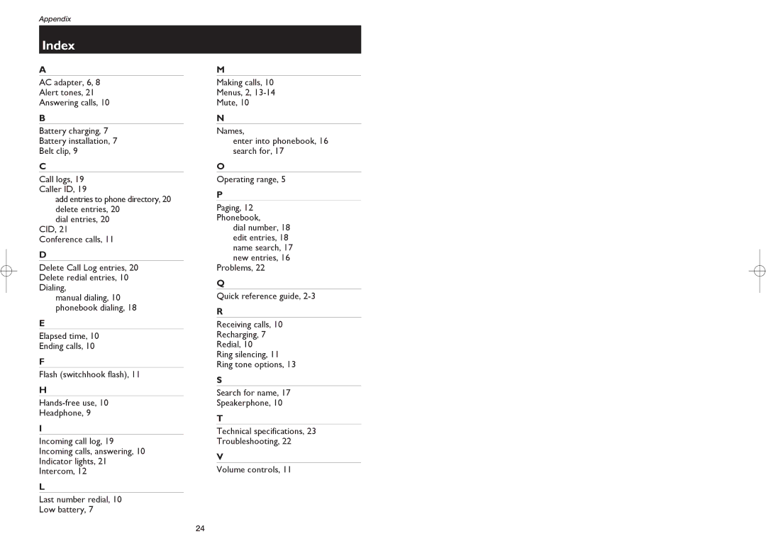 AT&T 2231, 1231 user manual Index 