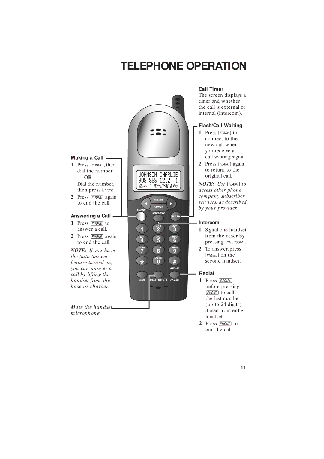 AT&T 2255 user manual Telephone Operation 