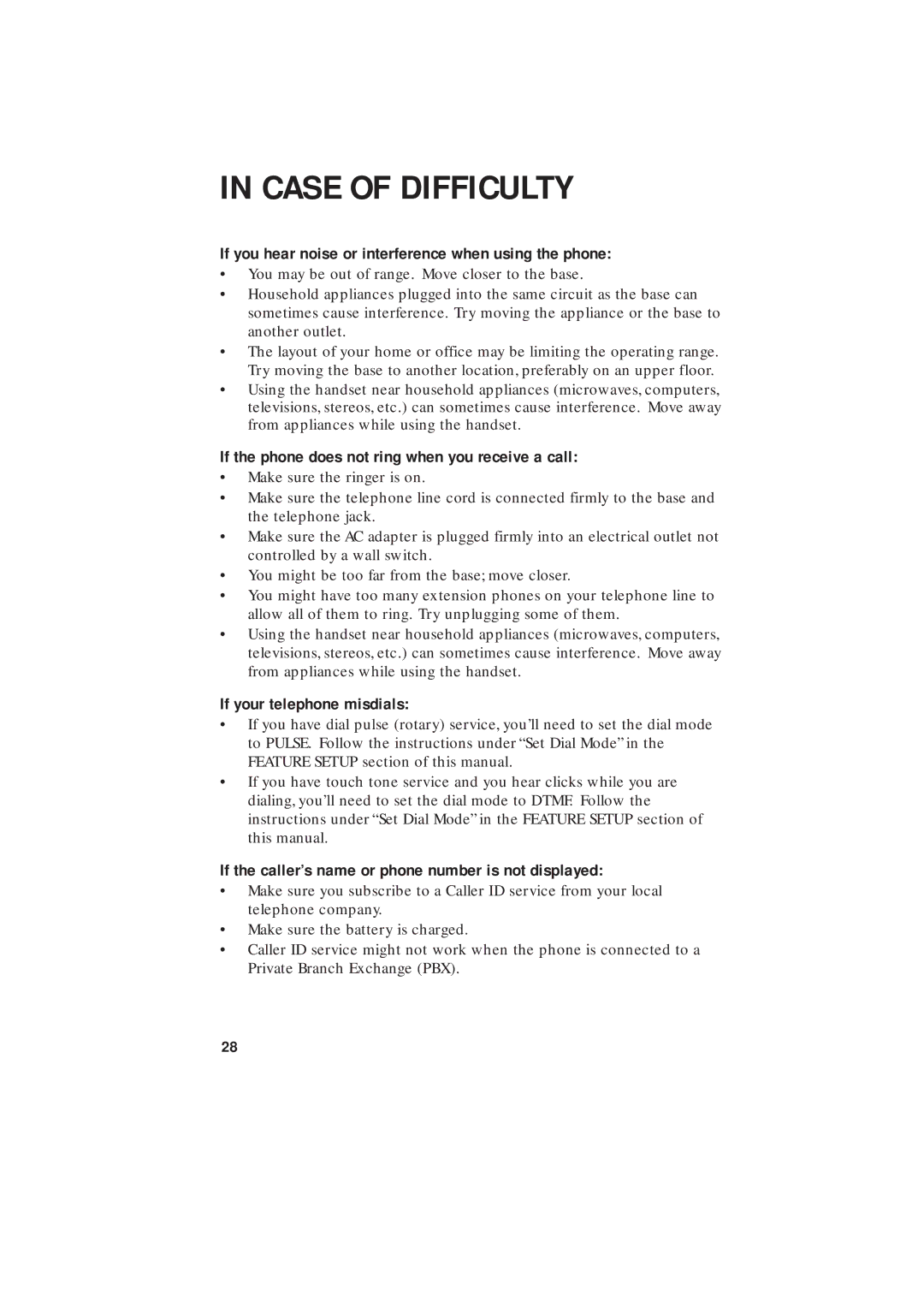 AT&T 2255 If you hear noise or interference when using the phone, If the phone does not ring when you receive a call 