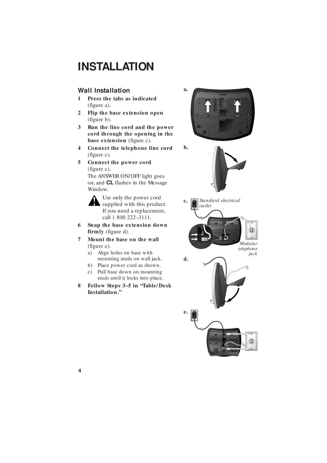 AT&T 2255 user manual Wall Installation 