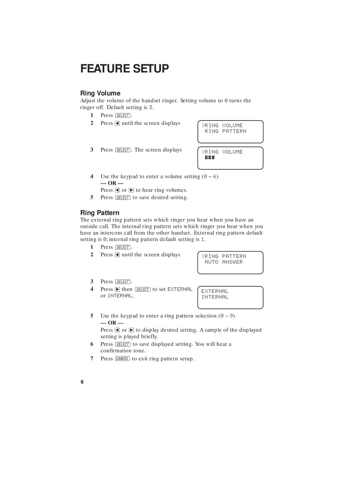 AT&T 2255 user manual Ring Volume, Ring Pattern 