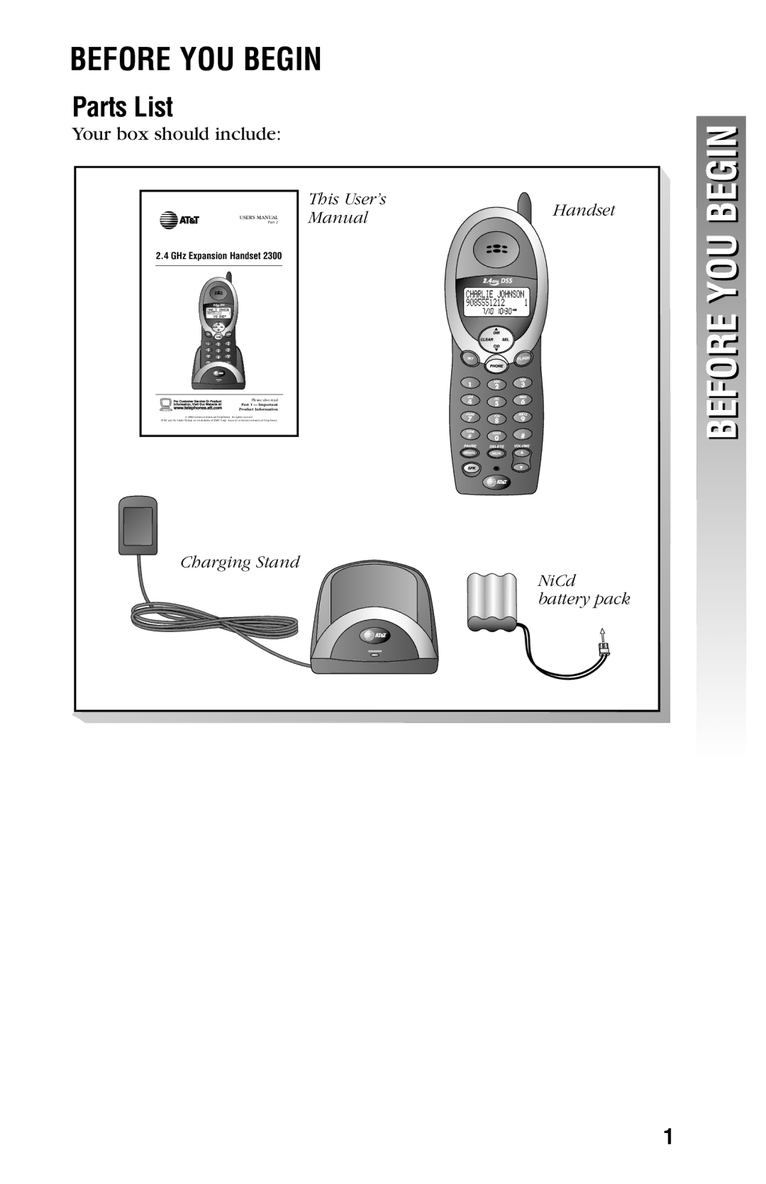 AT&T 2300 user manual Before YOU Begin, Parts List 