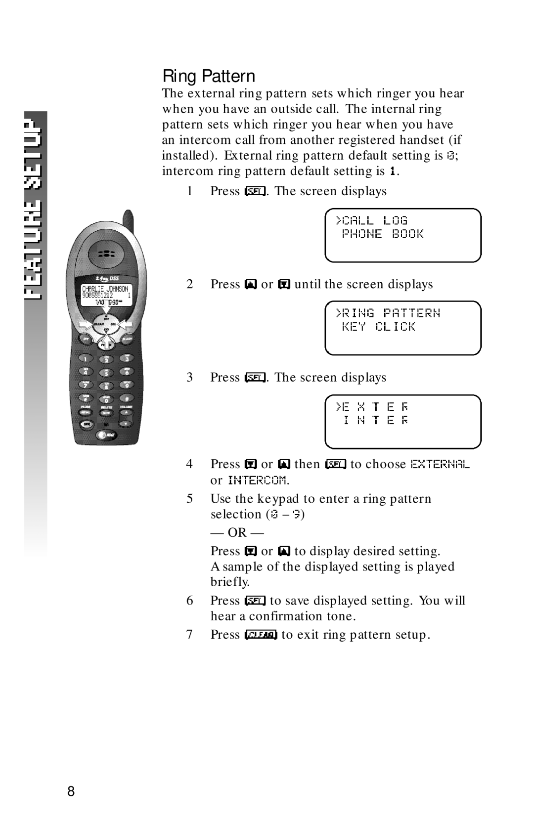 AT&T 2320 user manual Ring Pattern 