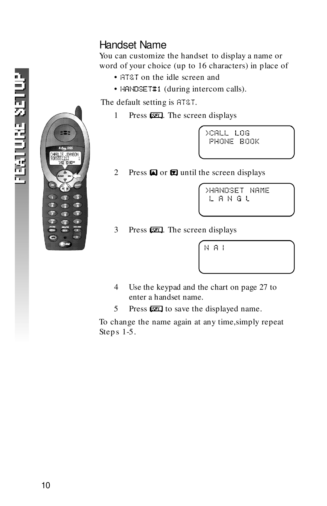 AT&T 2320 user manual Handset Name 