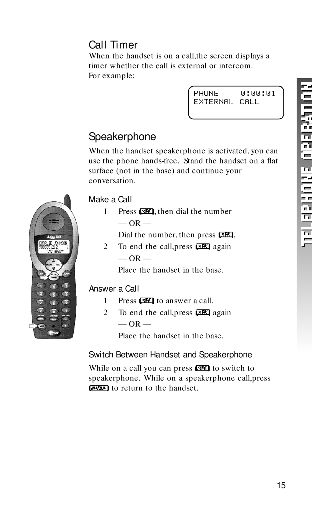 AT&T 2320 user manual Call Timer, Speakerphone 