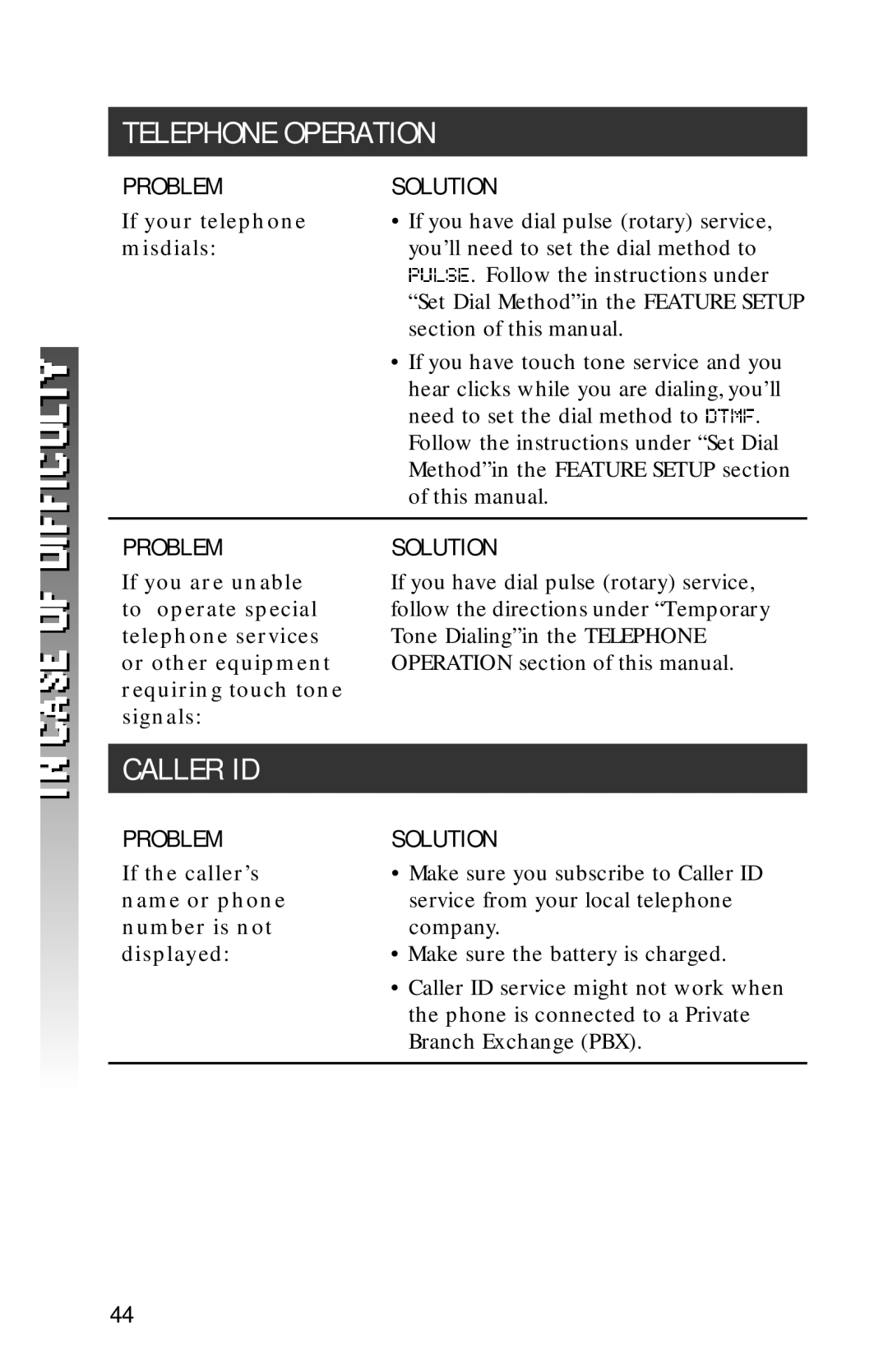 AT&T 2320 user manual Caller ID, Misdials 