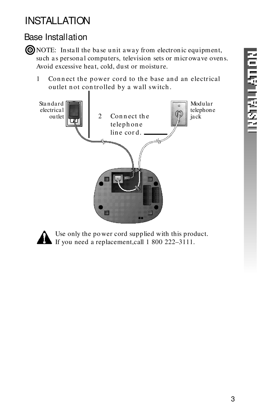 AT&T 2320 user manual Base Installation 