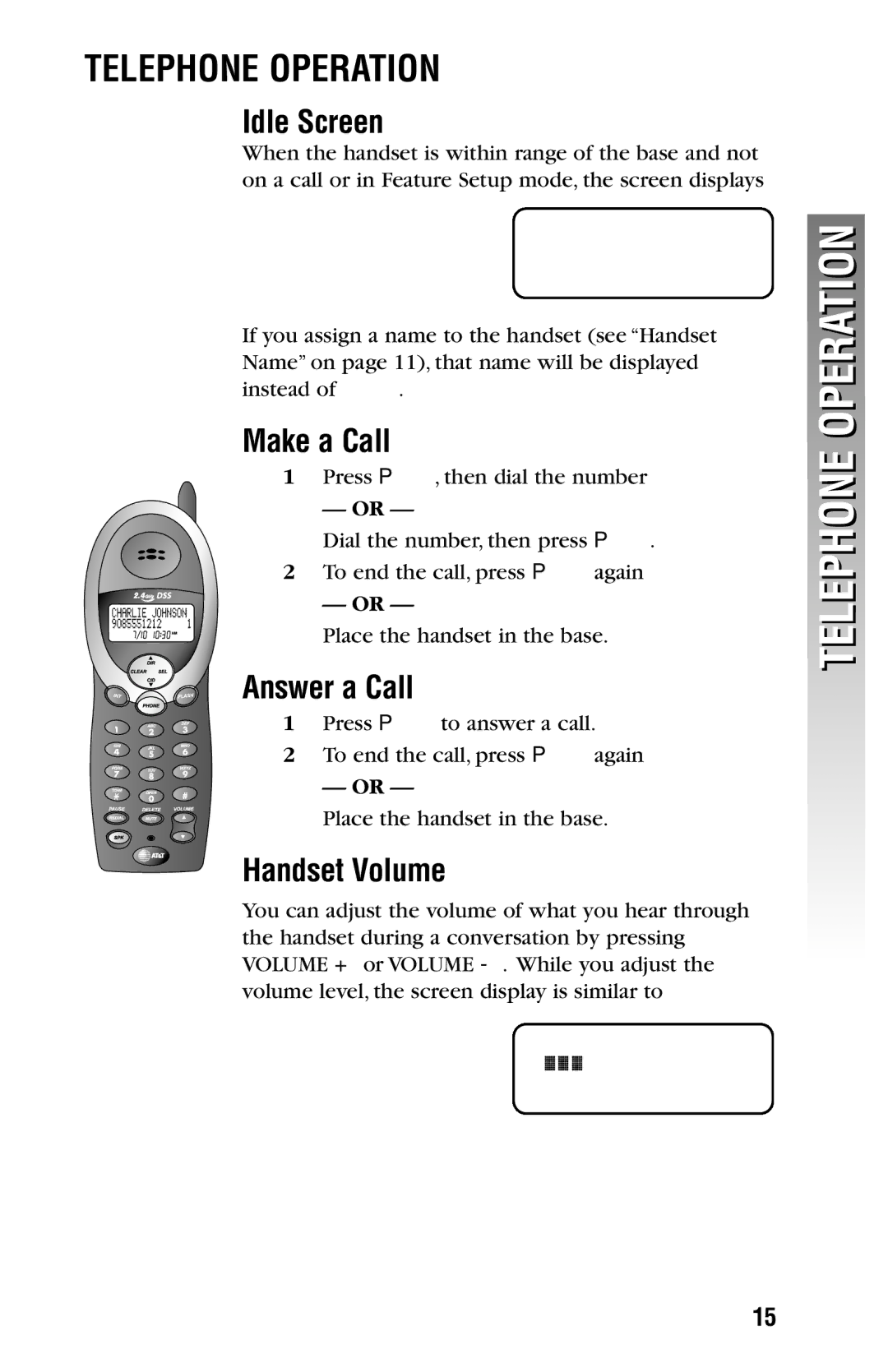 AT&T 2325/2365 user manual Telephone Operation 