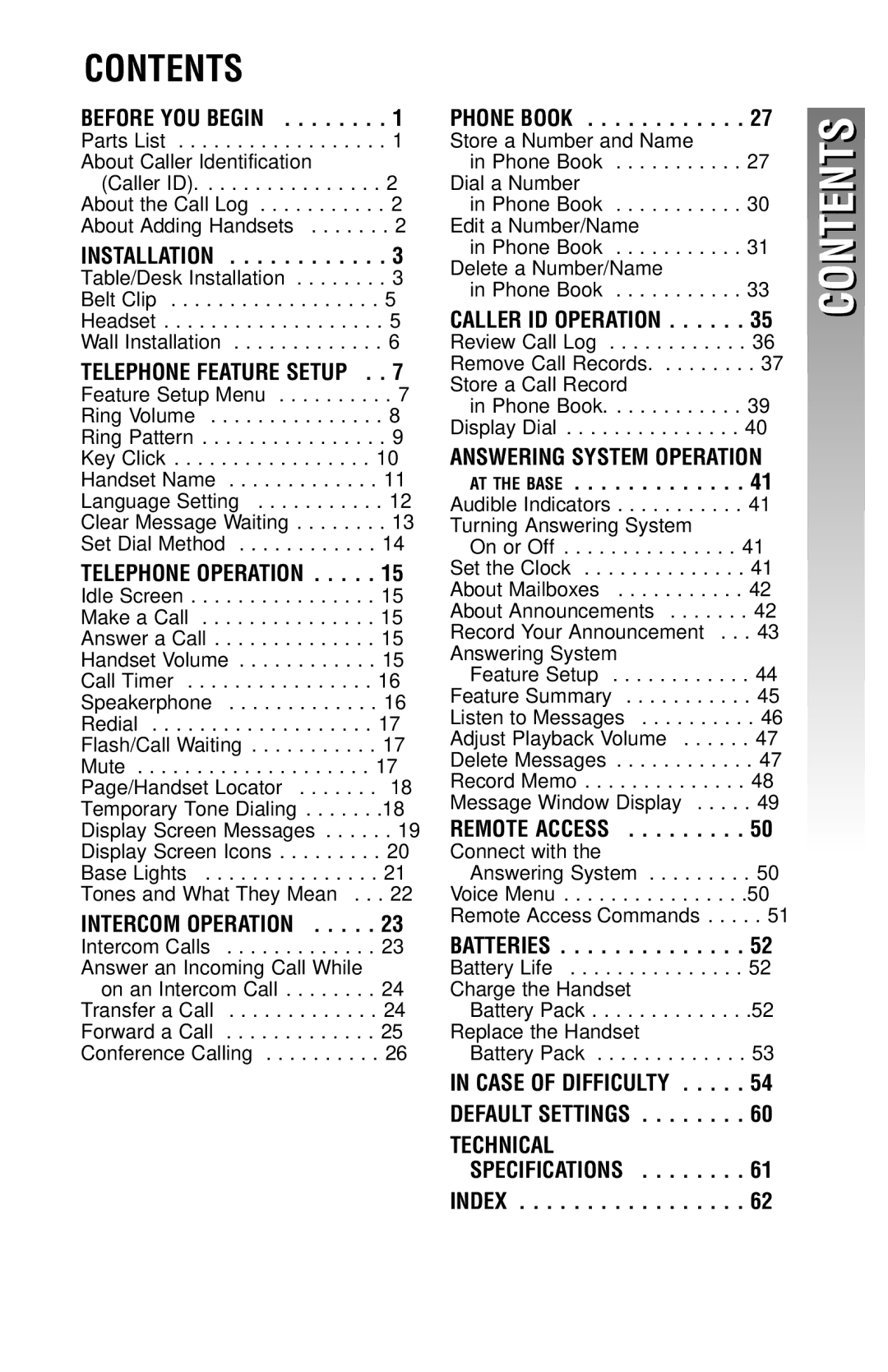 AT&T 2325/2365 user manual Contents 