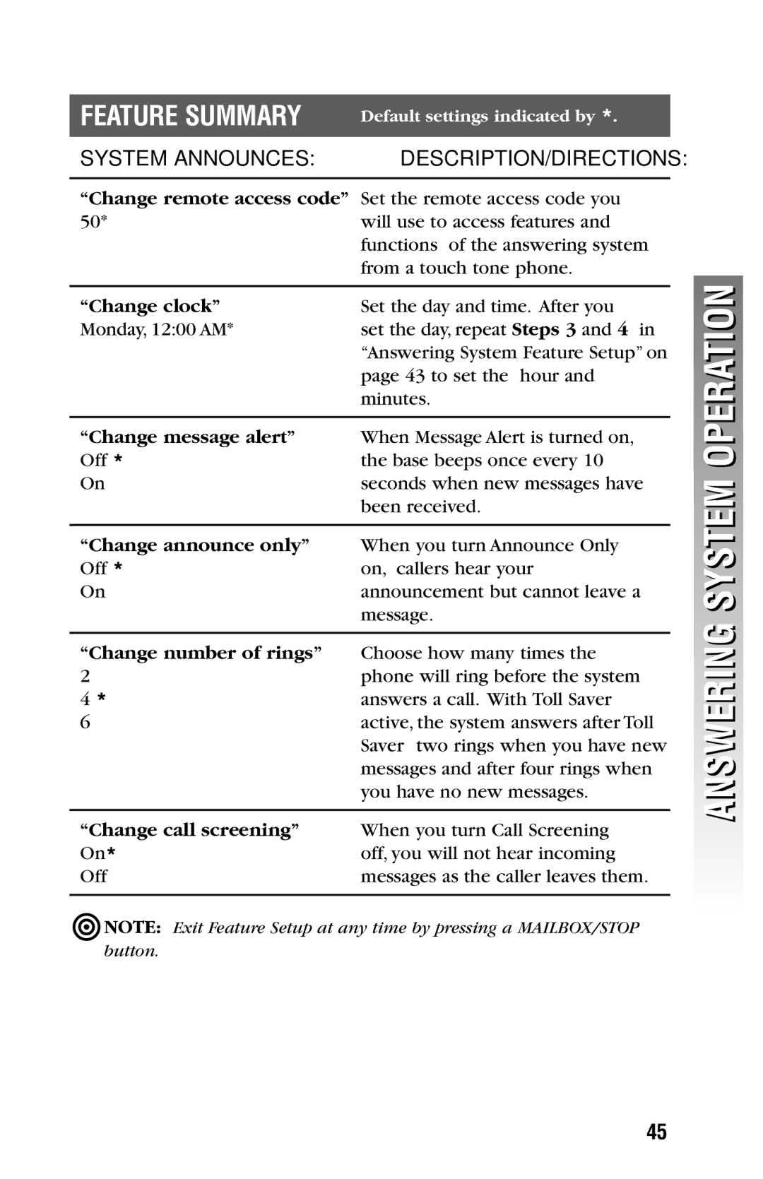 AT&T 2325/2365 user manual Feature Summary 