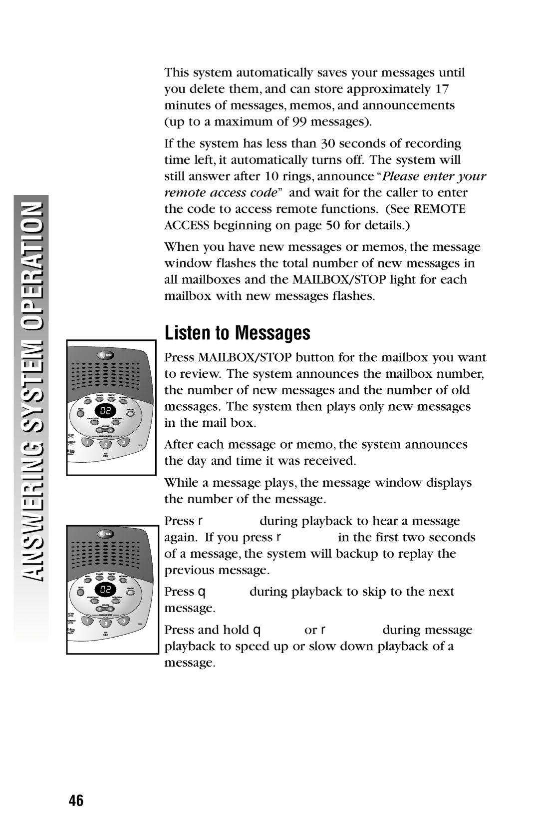 AT&T 2325/2365 user manual Listen to Messages 