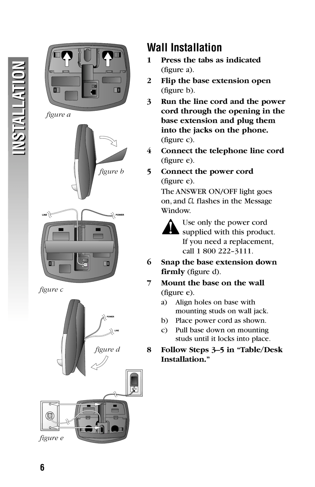 AT&T 2325/2365 user manual Wall Installation 