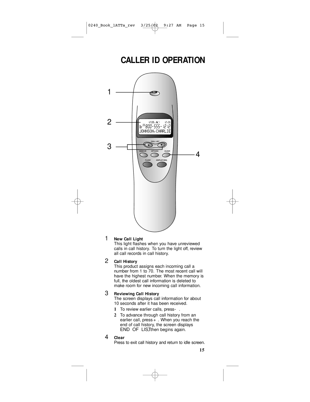 AT&T 240 user manual Reviewing Call History 