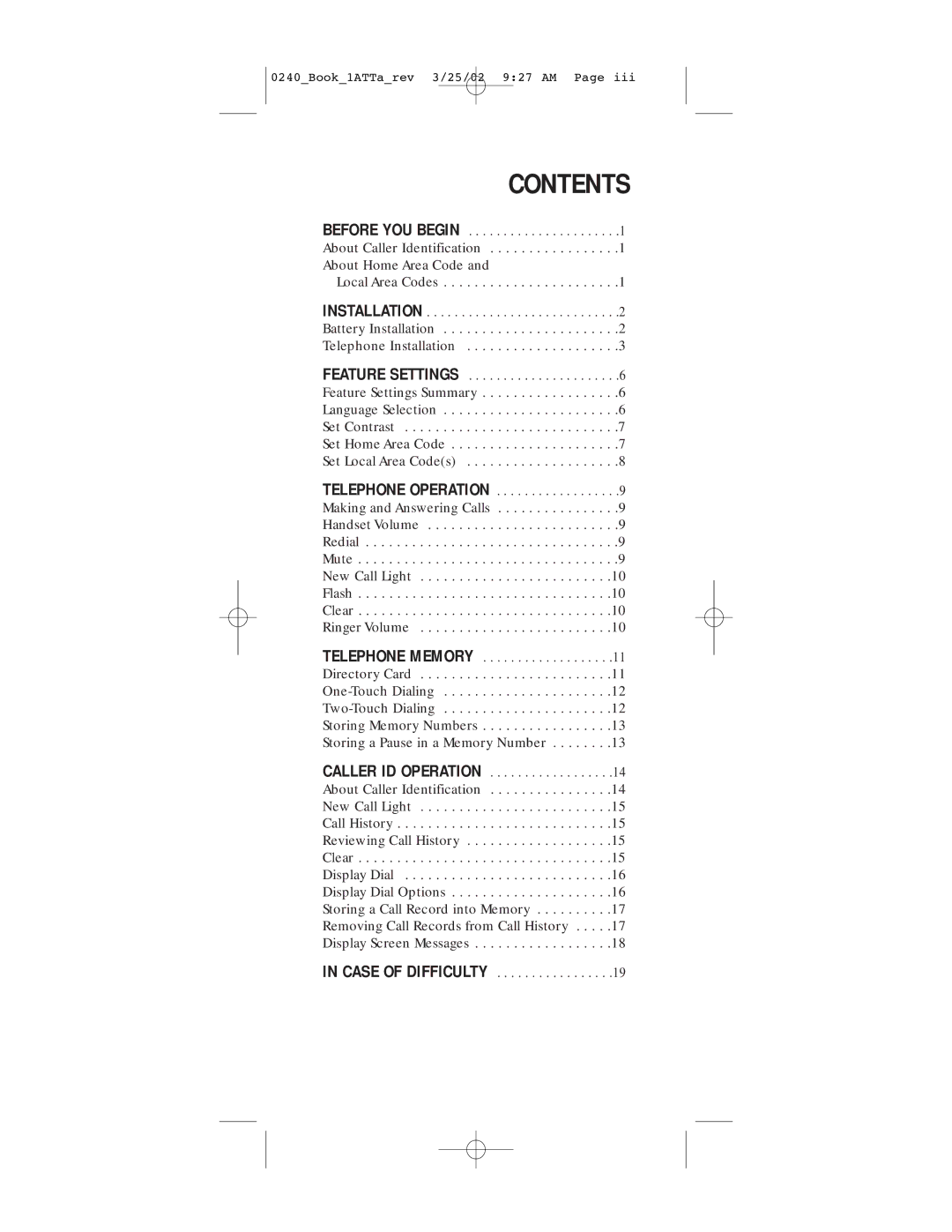 AT&T 240 user manual Contents 