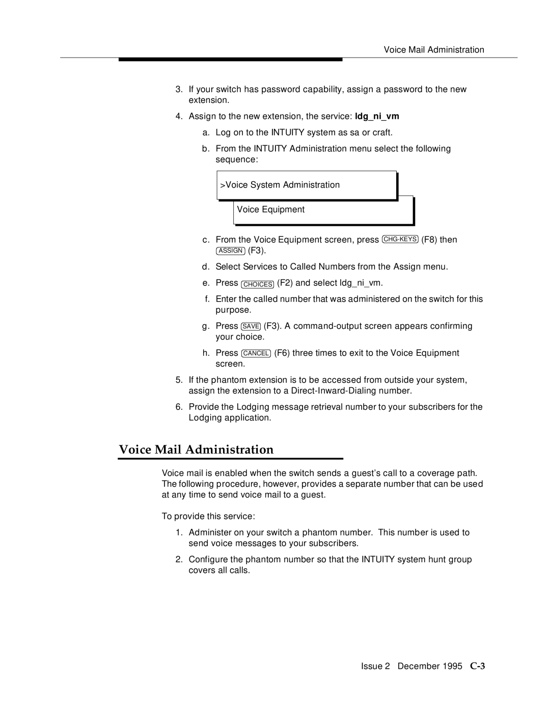 AT&T 2400 manual Voice Mail Administration 