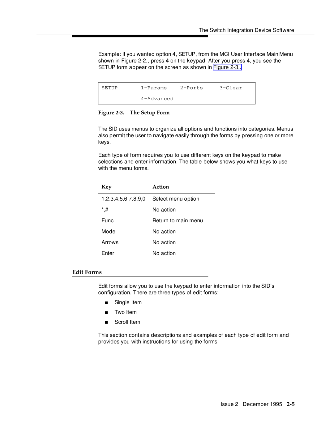 AT&T 2400 manual Edit Forms, Setup Form 