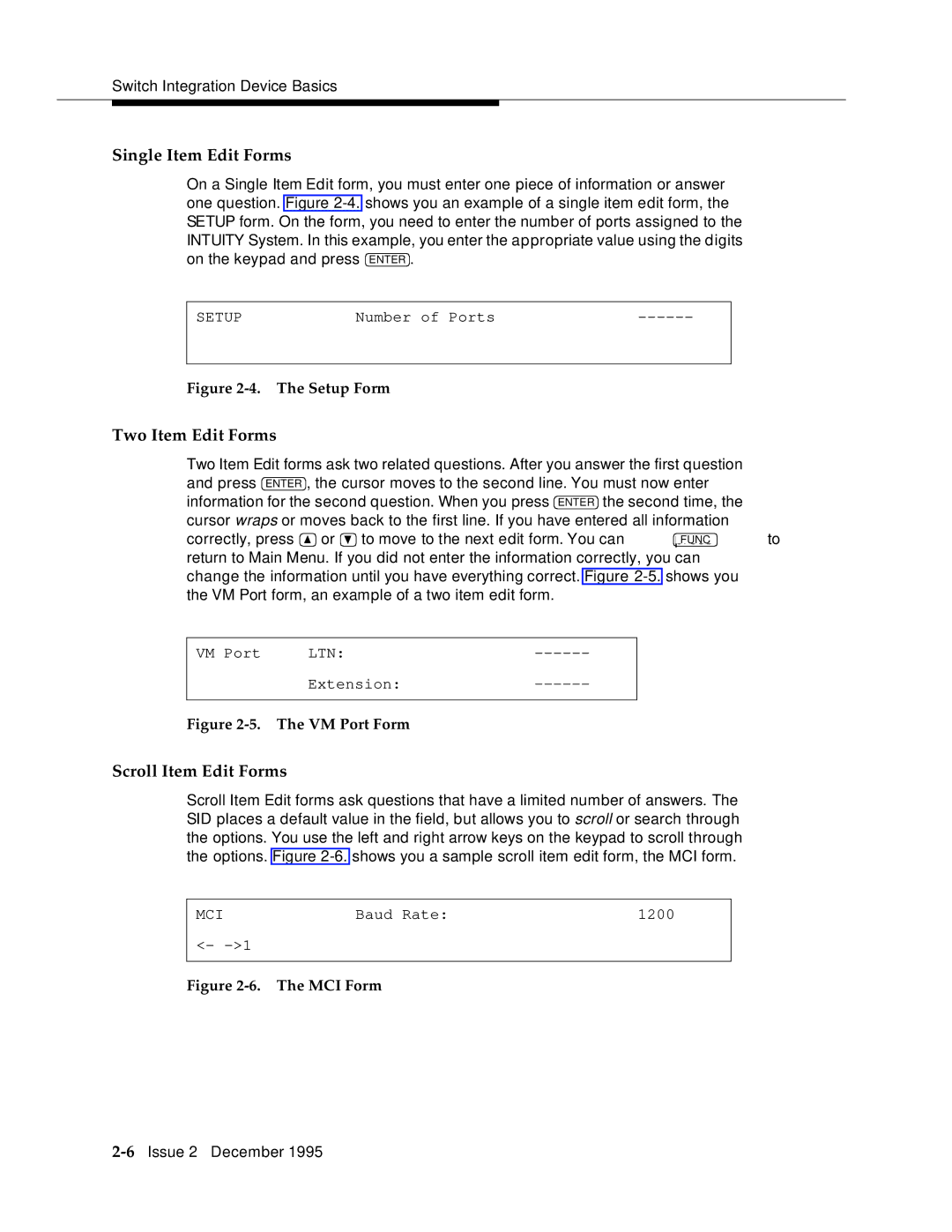 AT&T 2400 manual Single Item Edit Forms, Two Item Edit Forms, Scroll Item Edit Forms 