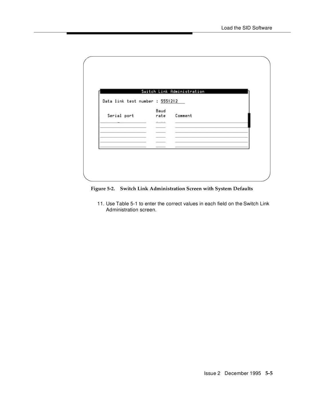 AT&T 2400 manual Switch Link Administration Screen with System Defaults 