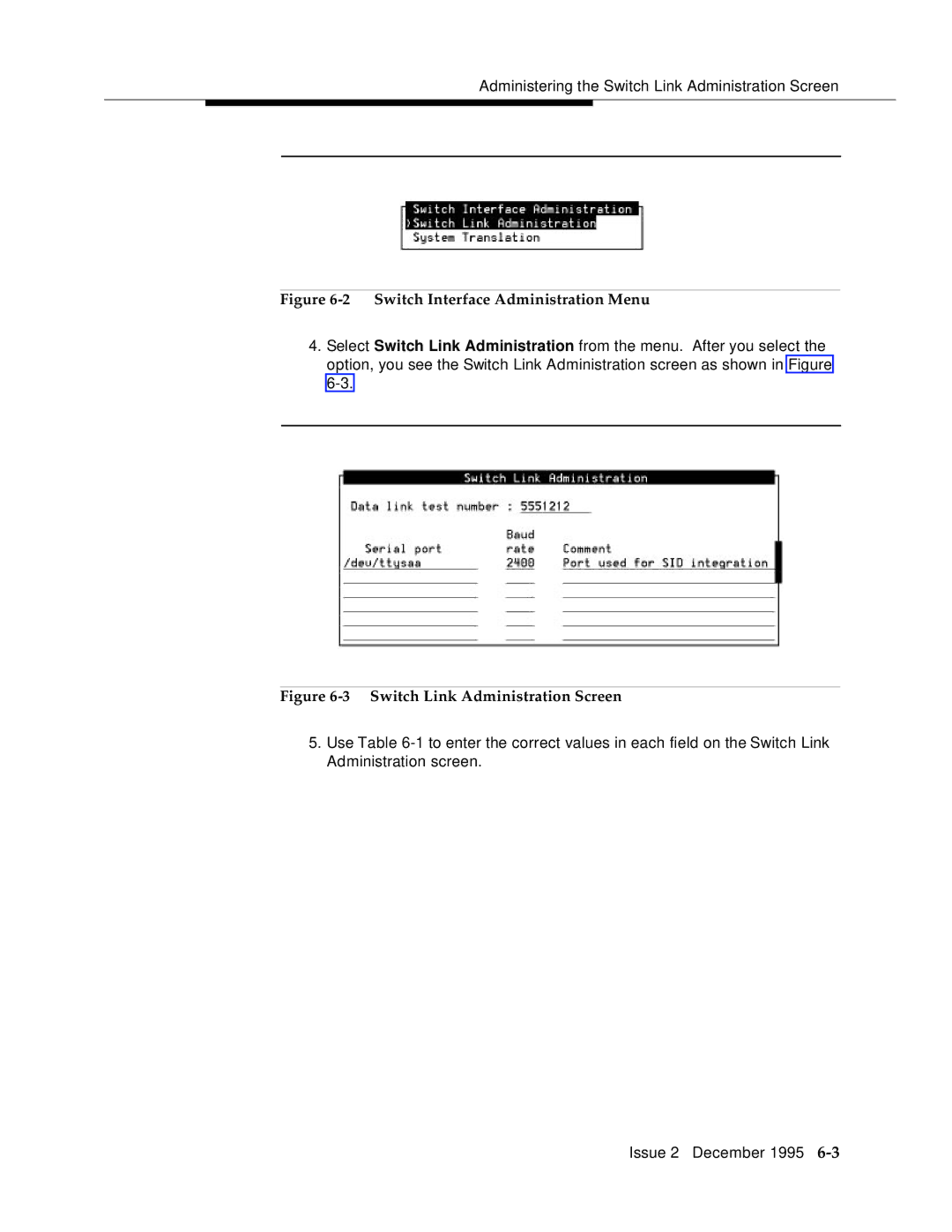 AT&T 2400 manual Switch Interface Administration Menu 