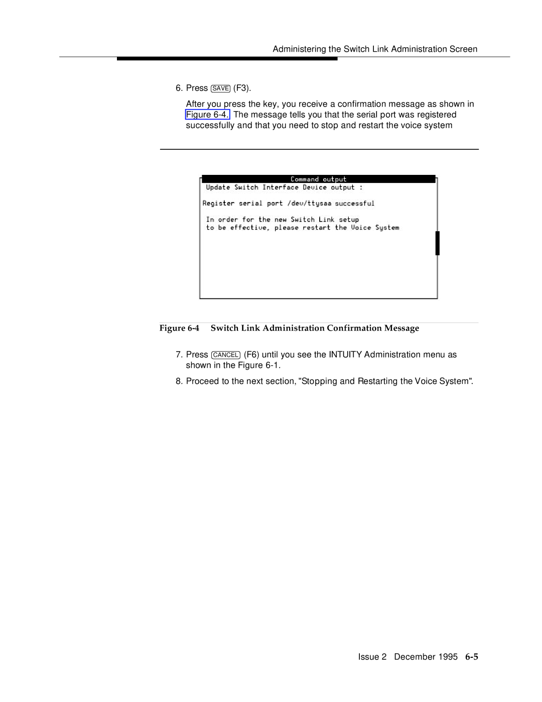 AT&T 2400 manual Switch Link Administration Confirmation Message 