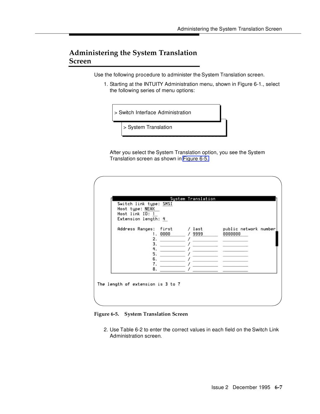 AT&T 2400 manual Administering the System Translation Screen 