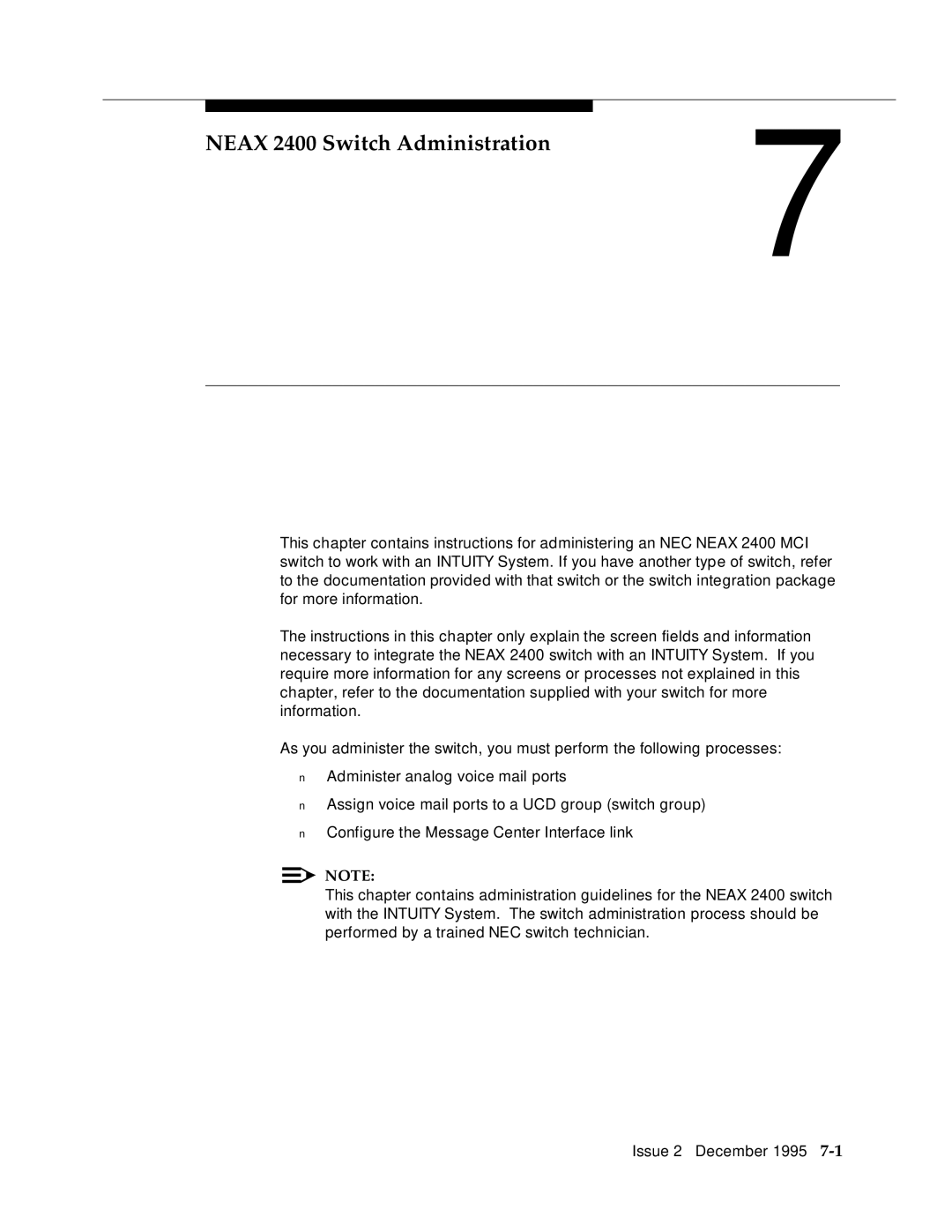 AT&T manual Neax 2400 Switch Administration 