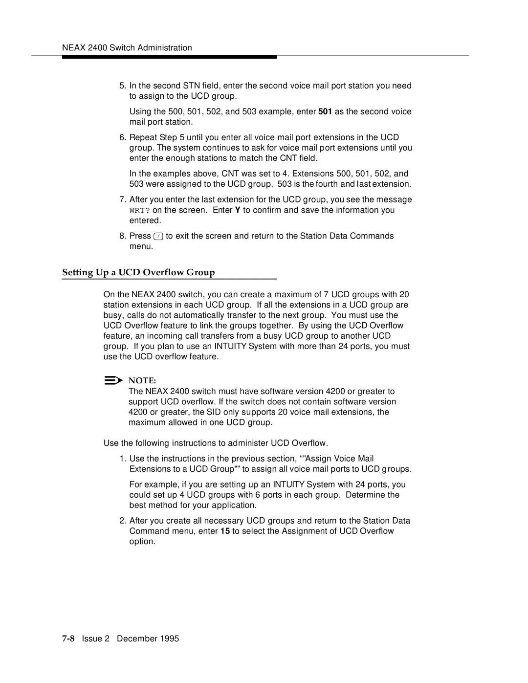 AT&T 2400 manual Setting Up a UCD Overflow Group 