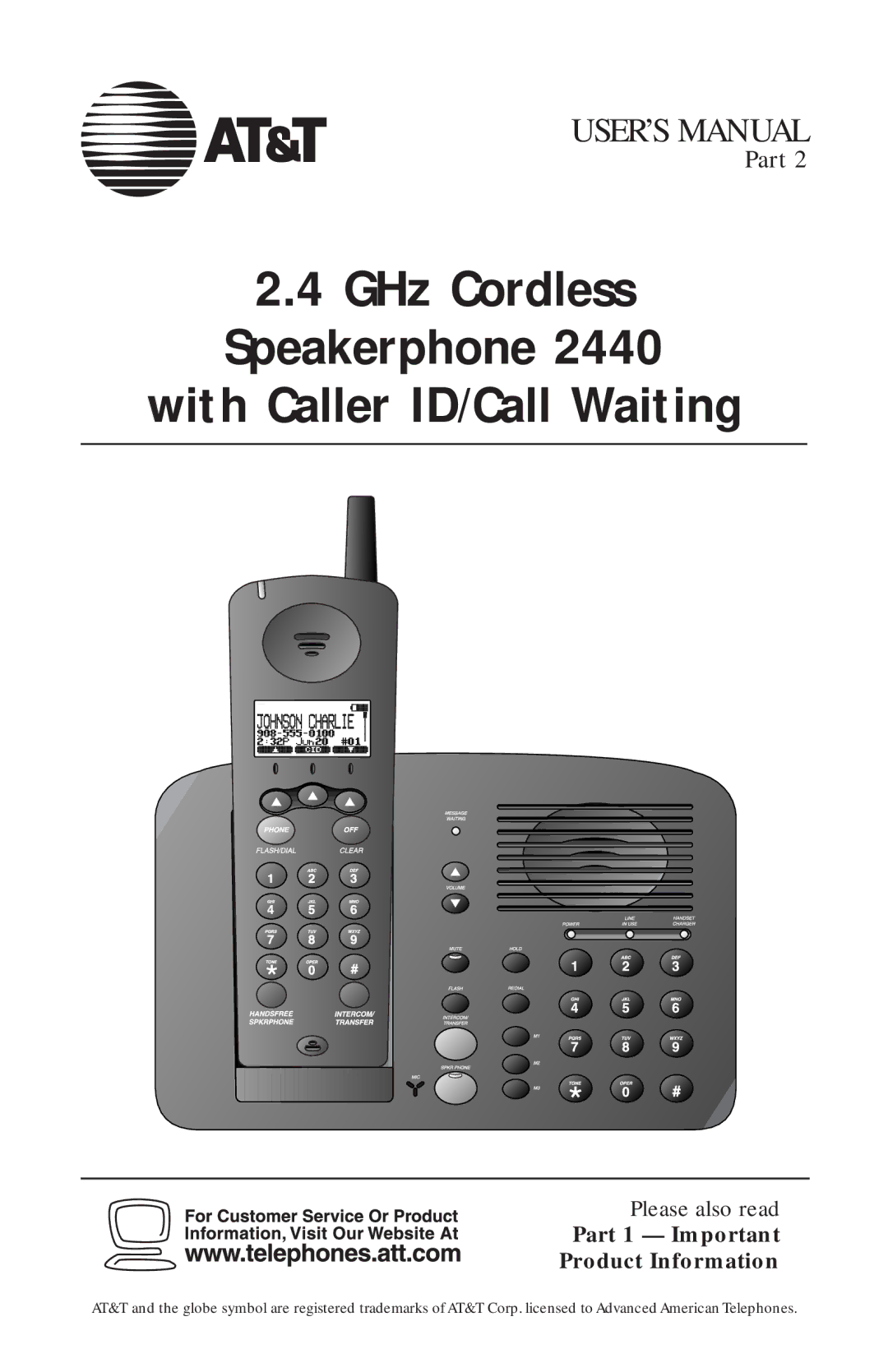 AT&T 2440 user manual With Caller ID/Call Waiting 