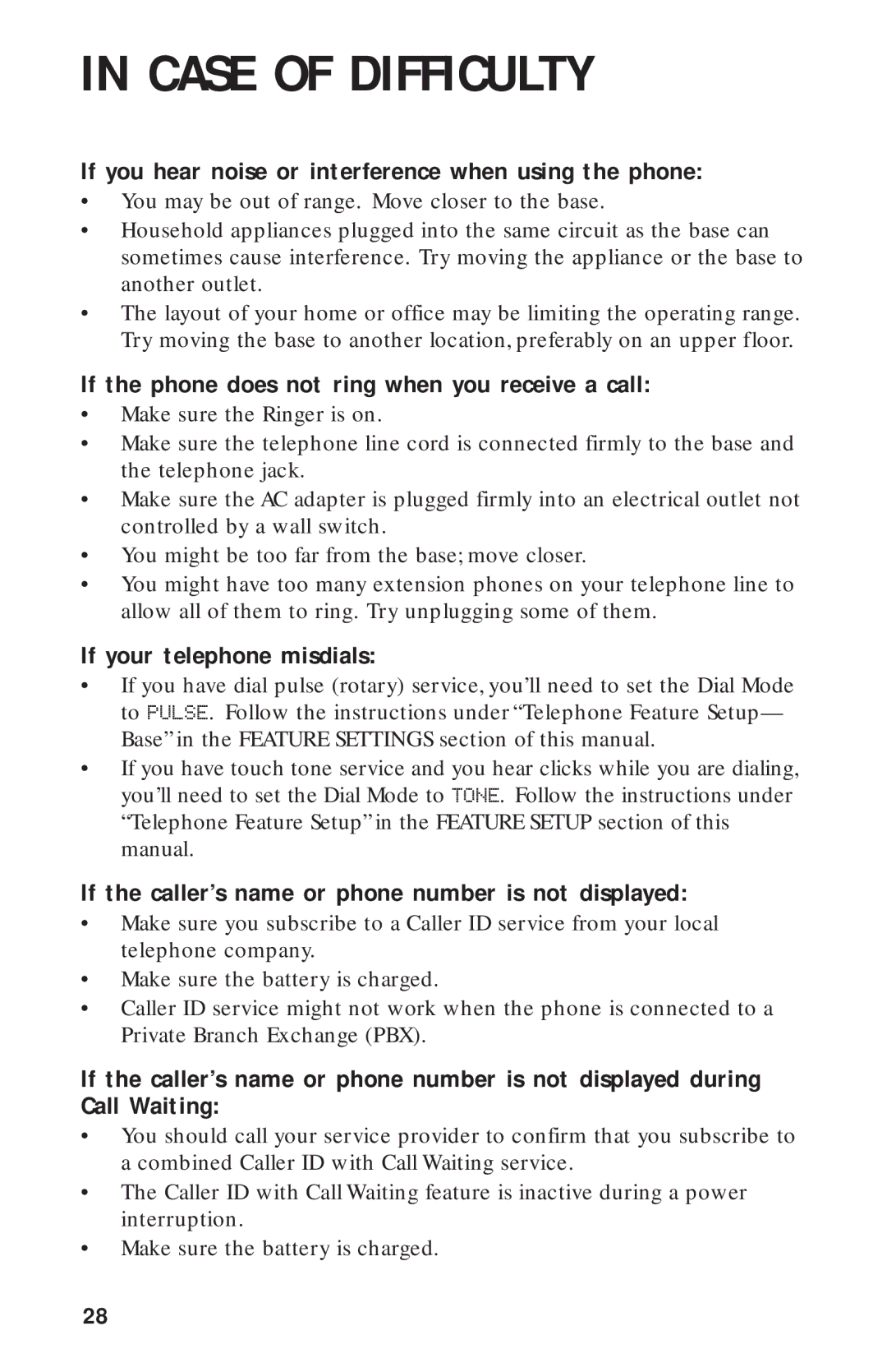 AT&T 2440 If you hear noise or interference when using the phone, If the phone does not ring when you receive a call 