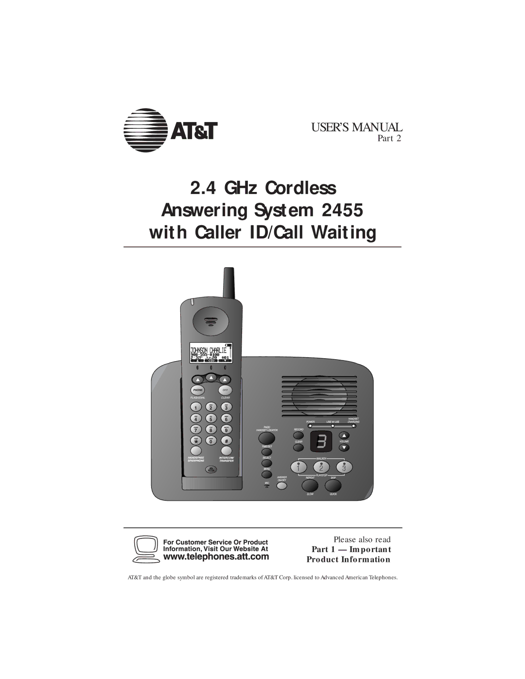 AT&T 2455 user manual With Caller ID/Call Waiting 