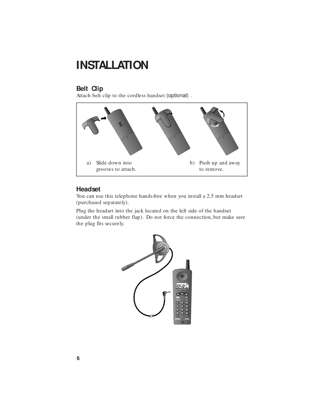 AT&T 2455 user manual Belt Clip, Headset 