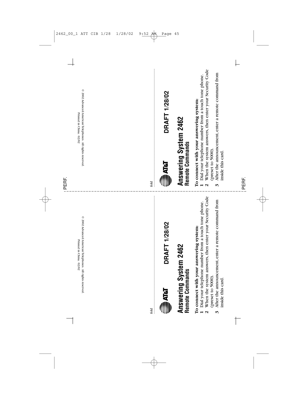 AT&T 2462 user manual System, Remote Commands 