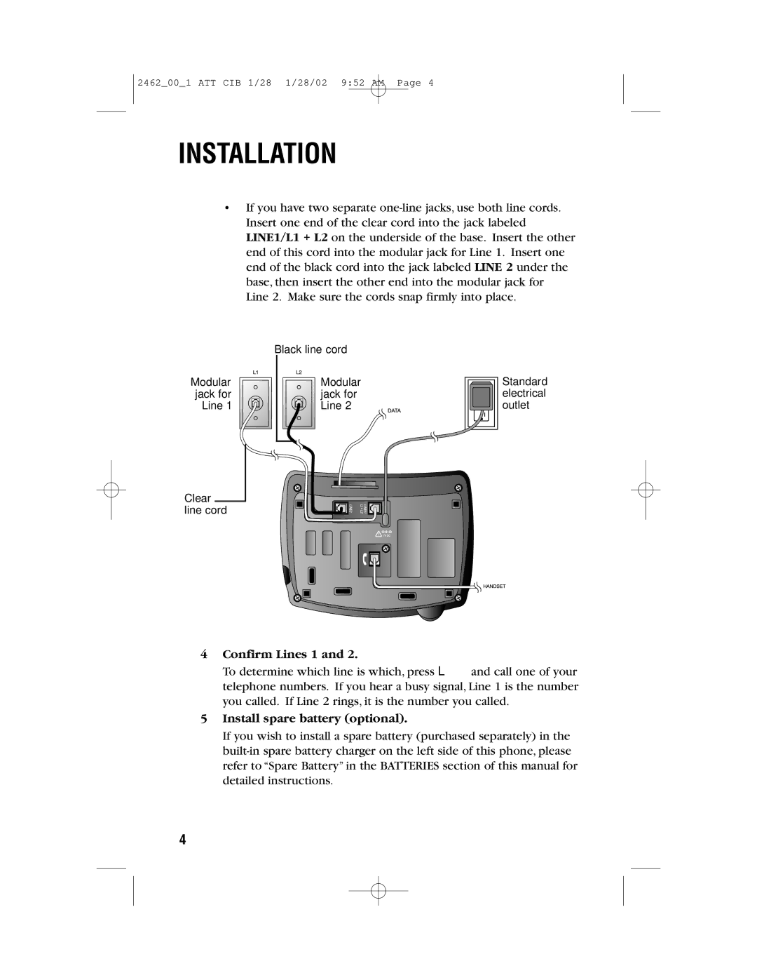 AT&T 2462 user manual Confirm Lines 1 