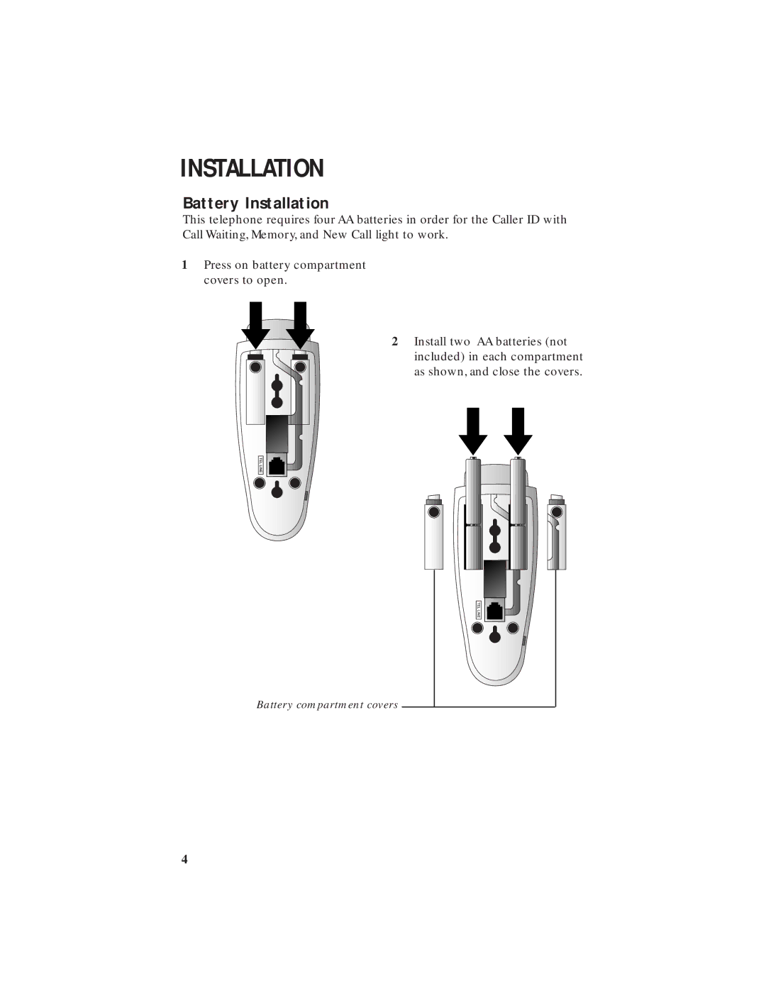 AT&T 250 user manual Battery Installation 