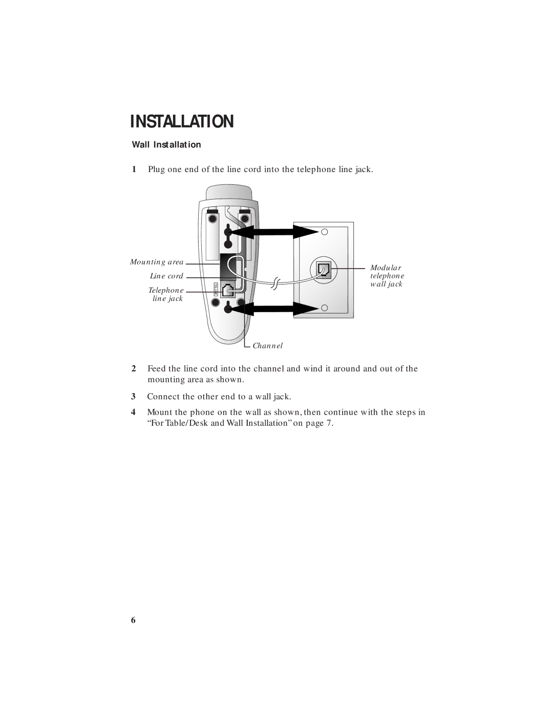 AT&T 250 user manual Wall Installation 