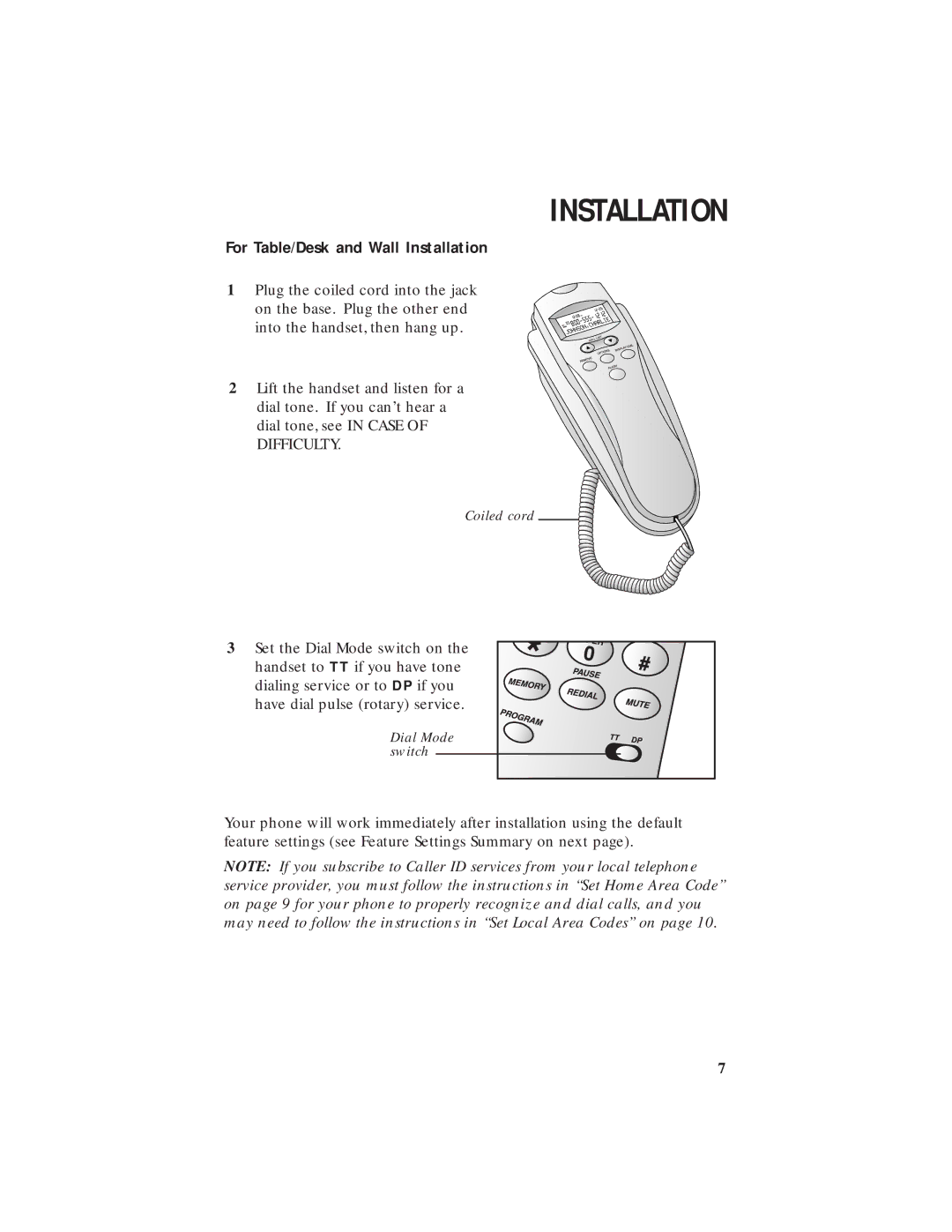 AT&T 250 user manual For Table/Desk and Wall Installation 