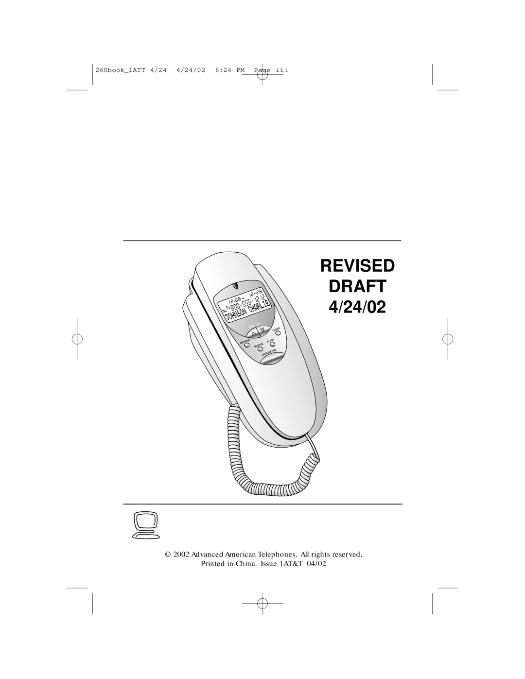 AT&T 260 user manual Advanced American Telephones. All rights reserved 