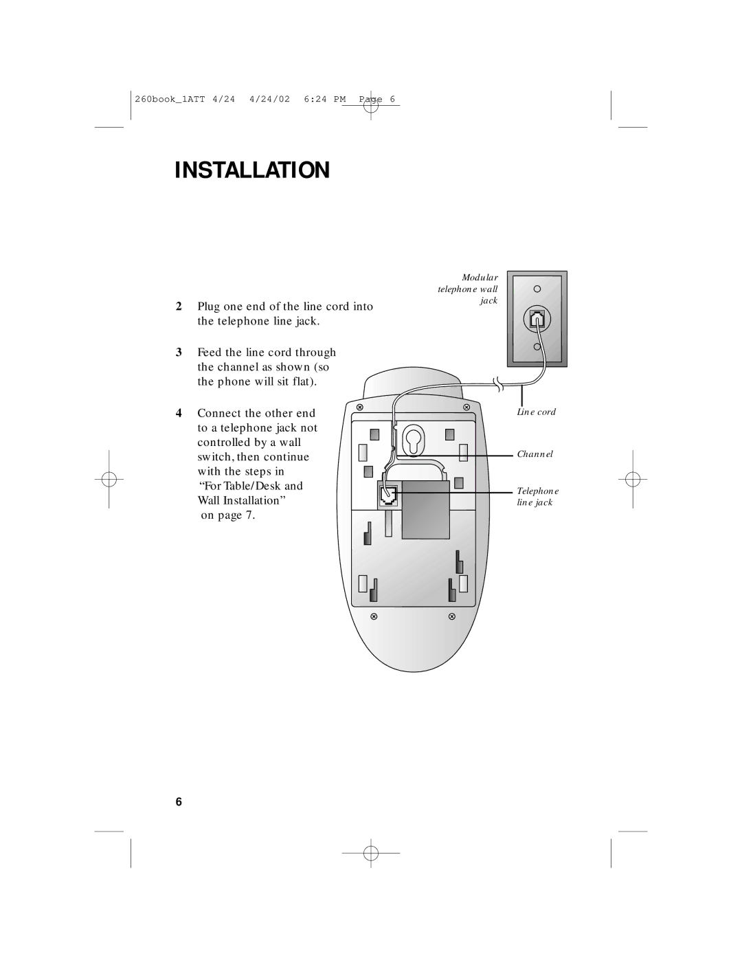 AT&T 260 user manual Installation 