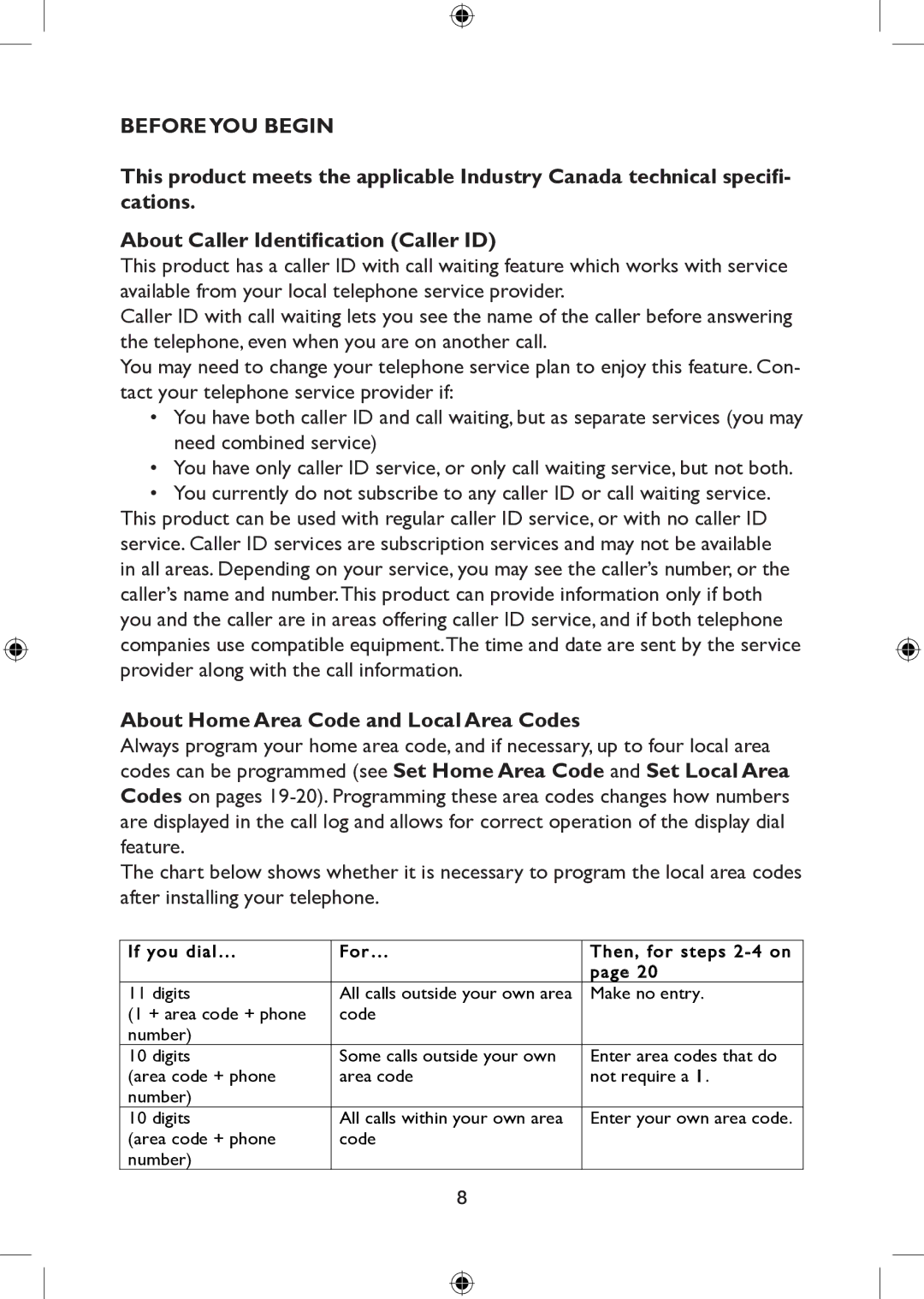 AT&T 265 user manual Beforeyou Begin, About Home Area Code and Local Area Codes 