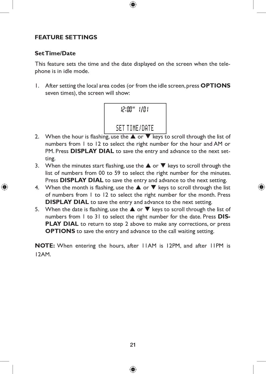 AT&T 265 user manual Set Time/Date 